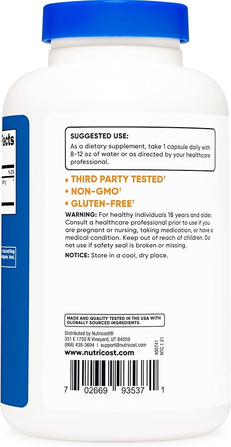 Nutricost Siberian Eleuthero 500mg, 240 Capsules (3 Bottles)
