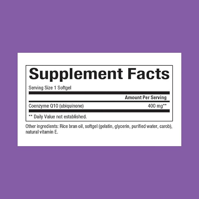 Natural Factors Coenzyme Q10 400 mg, Q10 Supplement 60 Softgels
