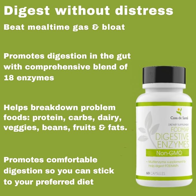 FODMAP Digestive Enzymes Certified| IBS SIBO 18 Enzymes