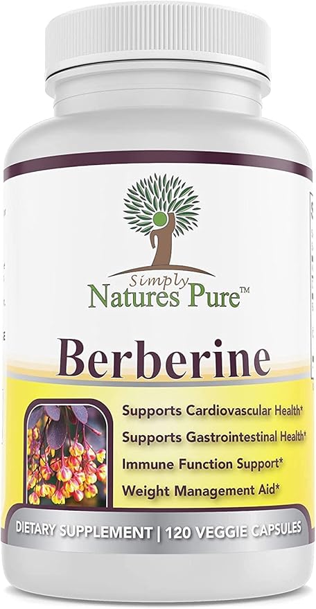Simply Natures Pure Premium Berberine HCl 500mg - 120 Capsules - Cardiovascular Gastrointestinal Immune Support - Chromium Cinnamon (Pack of 3)