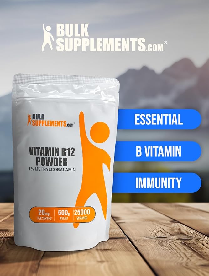 BulkSupplements.com Vitamin B12 Methylcobalamin Powder 1% B12 B12 Methylcobalamin, B12 Supplement, 20mg per 500g (1.1 (1.1 lbs) 1)