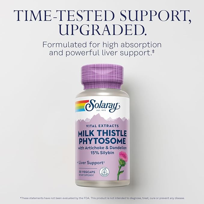 Solaray Milk Thistle Phytosome with Artichoke, 15% Silybin 60-Day Guarantee, 30 Servings, 30 VegCaps