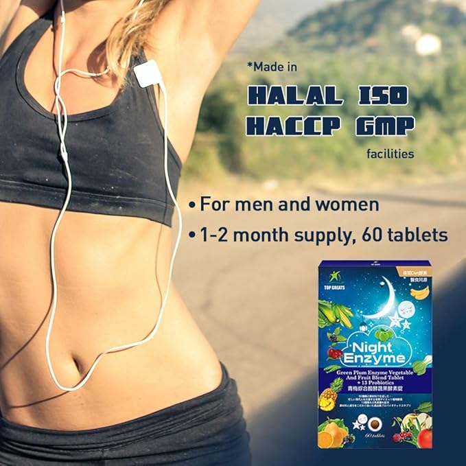 Night Enzyme, Daily Multi Digestive Enzymes, 60 Tablets