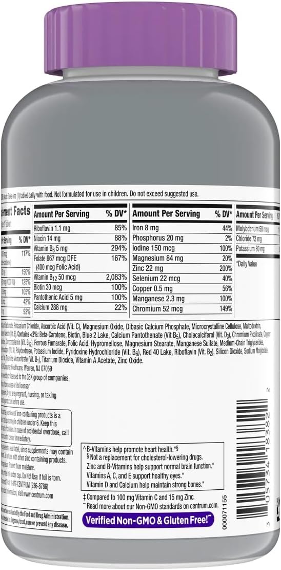 WW Centrum Silver Women's Multivitamin for Women 50 Plus 275 Tablets + 7-Day Travel Pill Organizer