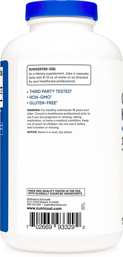 Nutricost Creatine Monohydrate 3000mg Serving, (750mg Per Capsule), 500 Capsules (2 Bottles)