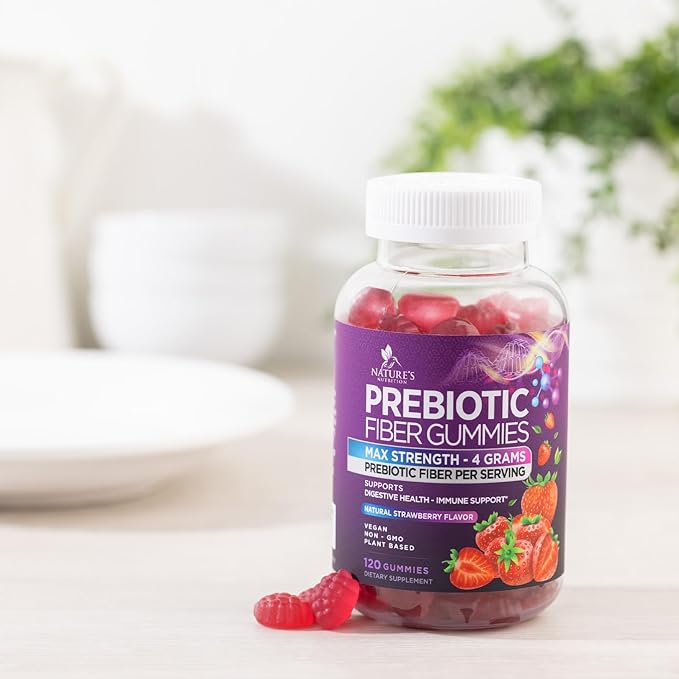 Fiber Gummies for Adults, Daily 4g Gummy Fiber Supplement, Prebiotic Digestive Health Support - Plant Based Soluble Fiber, Supports Regularity & Digestion for Adults Non-GMO - 120 Gummies