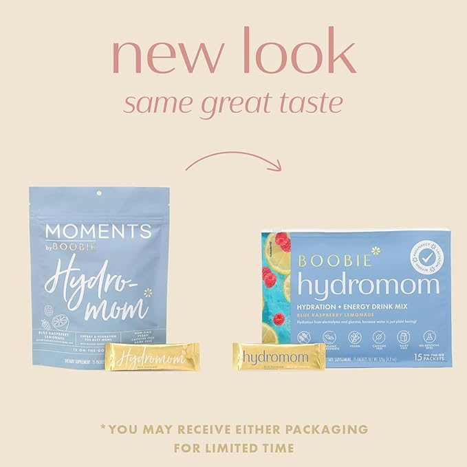 Boobie Hydromom Superfood Electrolyte Drink Mix, Blue Raspberry Lemonade | Refreshing Energy & Hydration Boost for Mamas | On-The-Go & Travel Essentials for Pregnancy, Lactation, & Beyond, 15 Packets