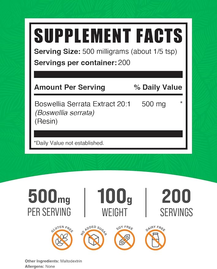 BulkSupplements.com Boswellia Serrata Extract Powder 500mg per 100g (3.5 (3.5 oz) 1)