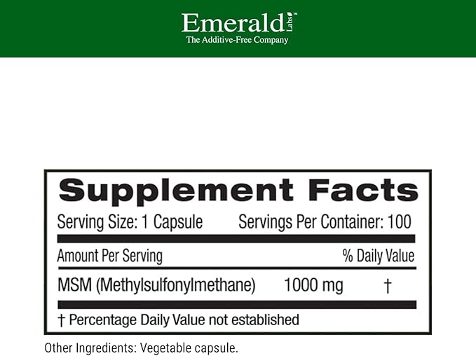 Ultra Botanicals Emerald Labs MSM 1000 mg 100 Vegetable