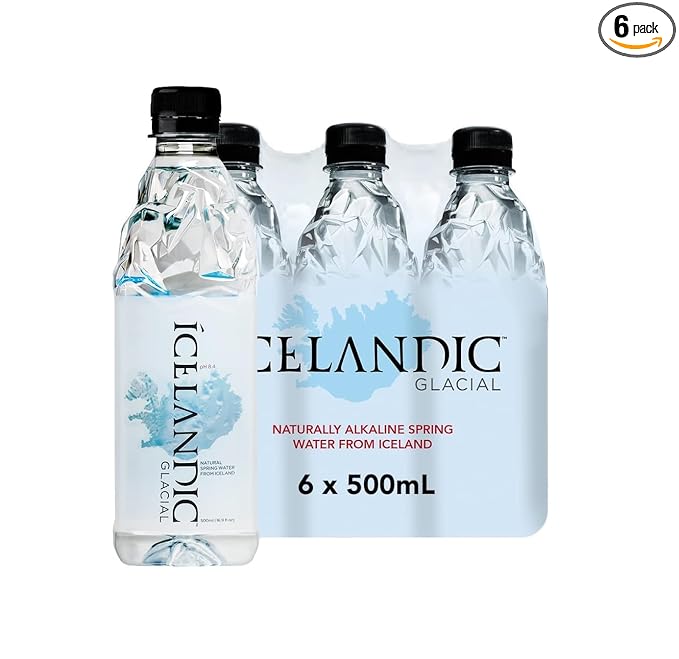 Icelandic Glacial Natural Spring Alkaline Water, 500 ml / 16.9 Fl Oz (Pack of 6)