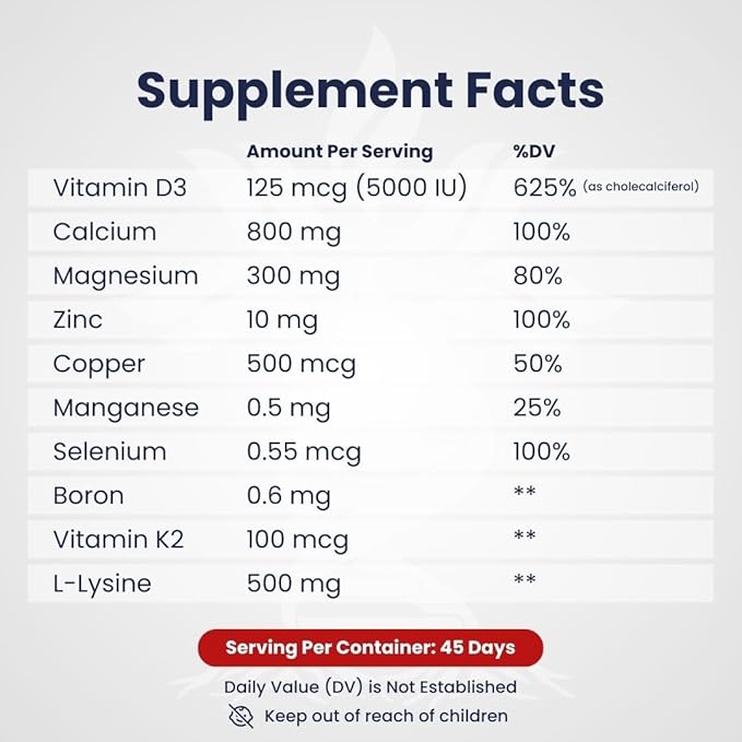 Stronger Bones Vitamins and Supplement Advanced D3, Calcium, K2 MK7, MK7, and