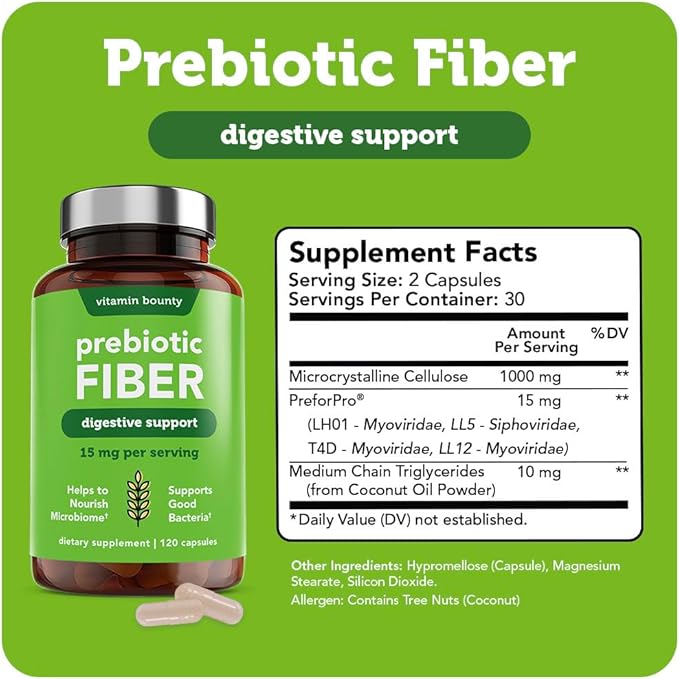 Vitamin Bounty Prebiotic Fiber Digestive Support 60 Capsules