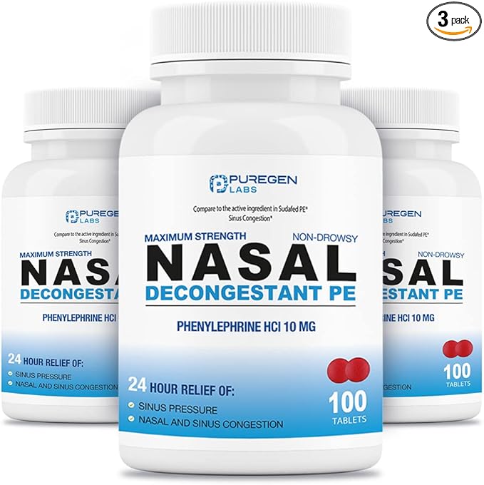 Puregen Labs Nasal Decongestant PE 3 Pack 300 Tablets 10 mg