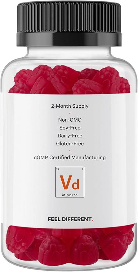 Codeage Vitamin D3 Gummy Vitamins, Vitamin D3 5000 5000 IU 125 mcg, 60 Count