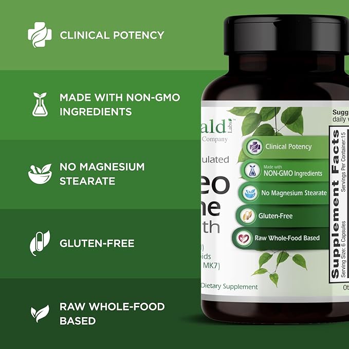 EMERALD LABS Osteo Bone Health D3, K2, K2, Calcium, 90 Vegetable