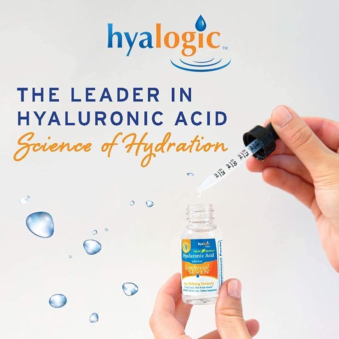 Hyalogic Liquid Synthovial Seven - Oral Hyaluronic Acid Supplement 1oz with Bonus Lip Balm HA Stick - Skin, Body and Lip Hydration