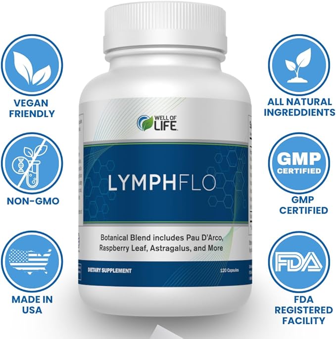 LymphFlo: Herbal Support for Detox, Immunity 1100mg, 180 180 V-Capsules
