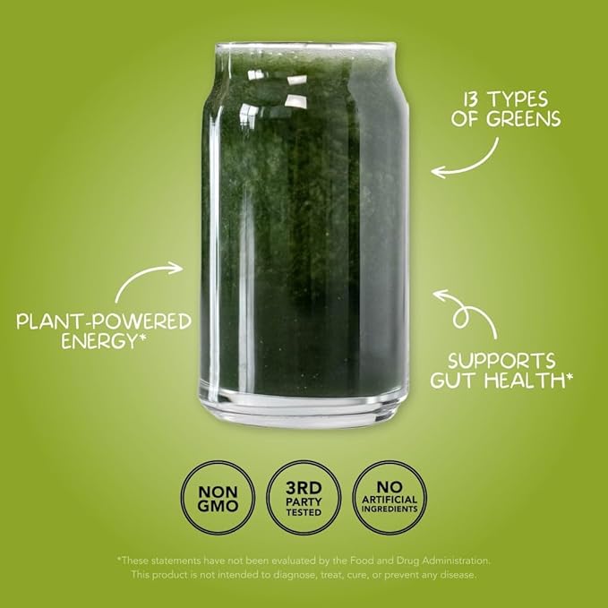 Clean Simple Eats Green Apple Greens Powder Mix, Greens Superfood Powder Smoothie & Juice Mix, Gluten Free, Includes Powerhouse Superfoods Chlorella & Spirulina Powder Organic (30 Servings)