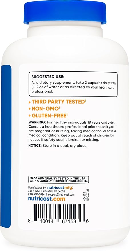 Nutricost Vitamin C with Zinc Supplement 120 Servings 1000mg Vitamin 45mg Zinc,