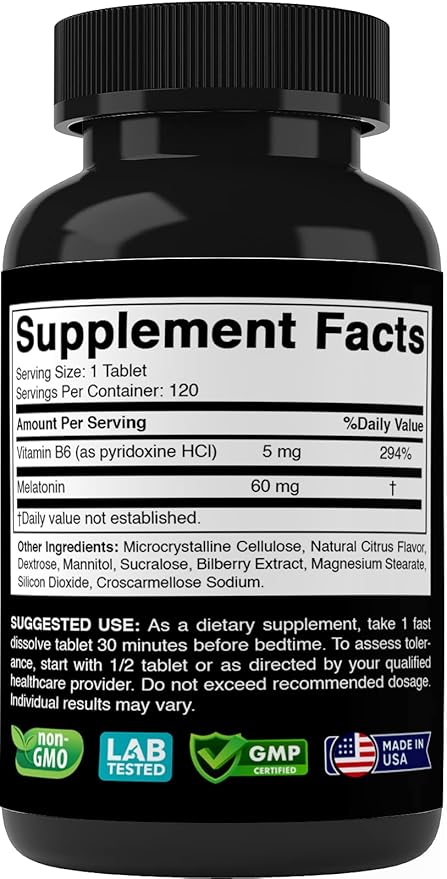 Melatonin 60mg with B6-120 Fast Dissolve Tablets