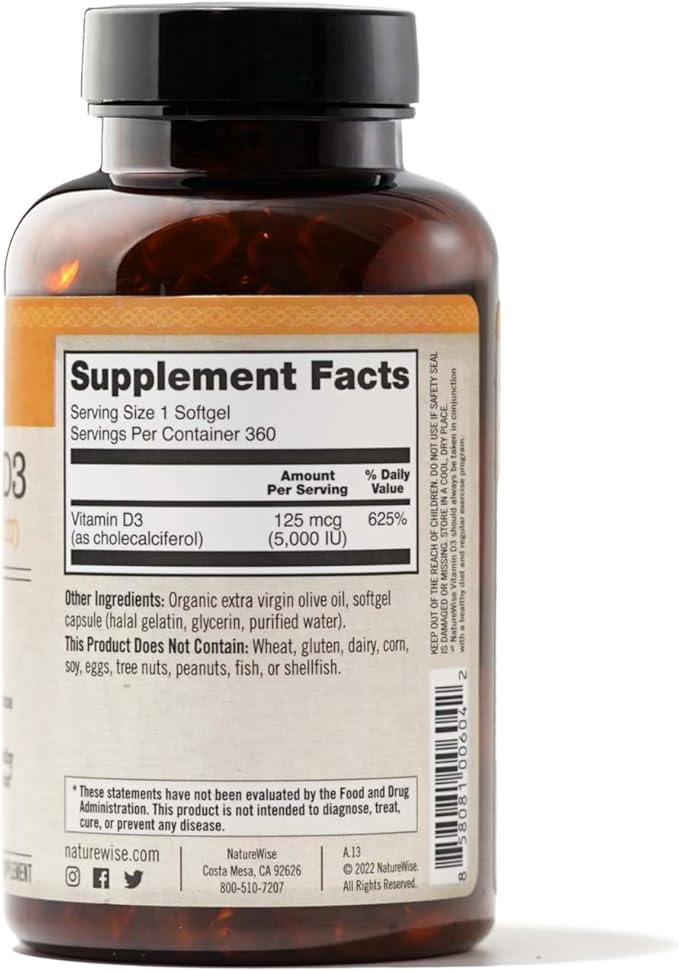 NatureWise Vitamin D3 5000iu (125 mcg) 1 Year 360 Count