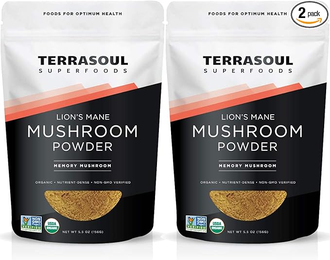 Terrasoul Superfoods Organic Lion's Mane Mushroom Powder (4:1 Extract), 11 Ounces