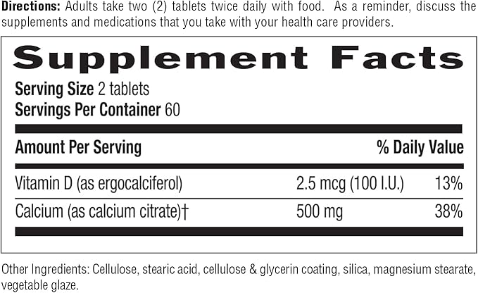 Country Life Calcium Citrate with Vitamin D – 500mg – Highly Absorbable Calcium Supplement – Certified Gluten Free, Vegan, Halal, Non-GMO – 120 Tablets