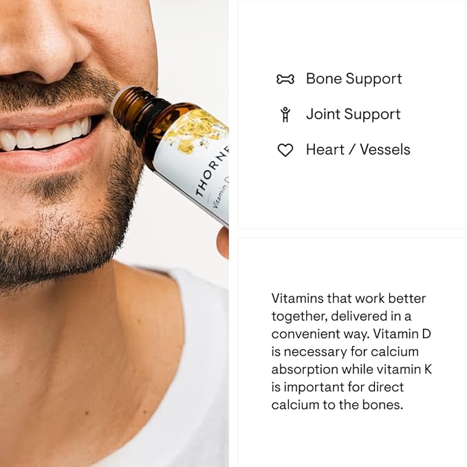 THORNE Vitamin D + K2 Liquid D3 and K2 to 1 Fl (30 ml) 600 Servings