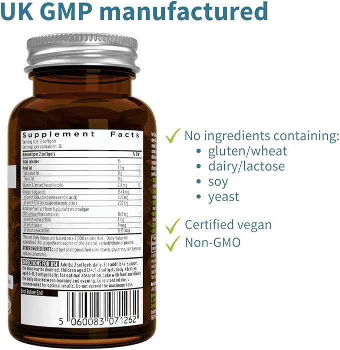 Pure & Essential Vegan Omega 3 600mg DHA 60 Small