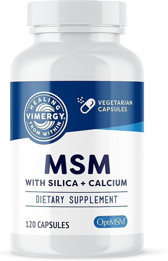 Vimergy MSM with Silica + Calcium Capsules, 120 Servings – Supports Bone Health – Promotes Hair & Nail Health – Non-GMO, Gluten-Free, Kosher, Soy-Free, Corn-Free, Vegan & Paleo Friendly