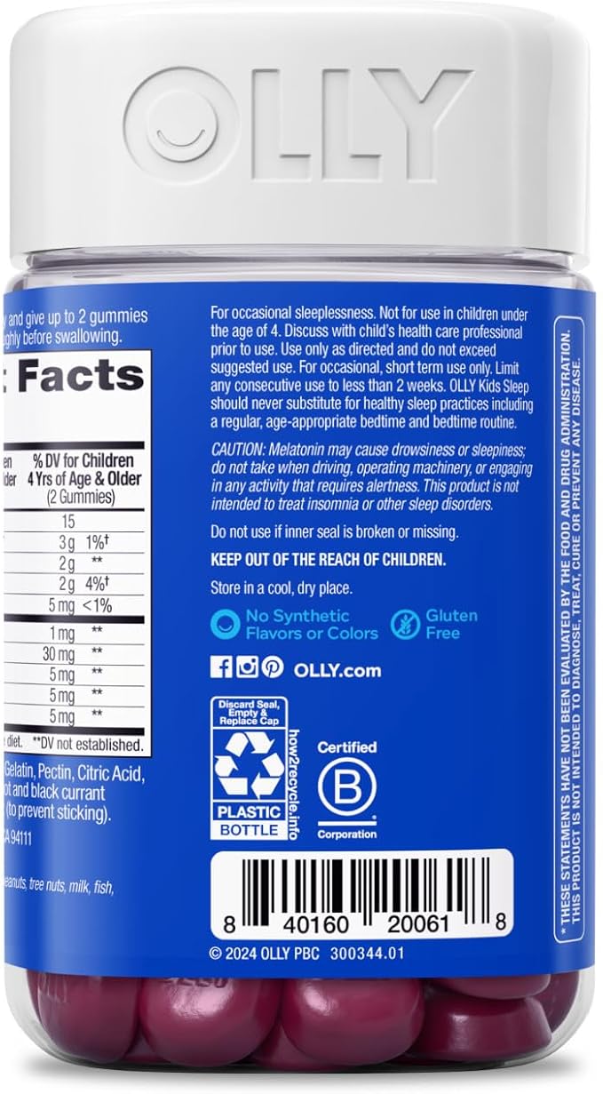 OLLY Kids Sleep Gummy, Occasional Sleep 0.5mg Melatonin, 70 Count