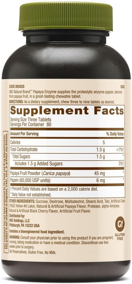 GNC Natural Brand Papaya Enzyme, 240