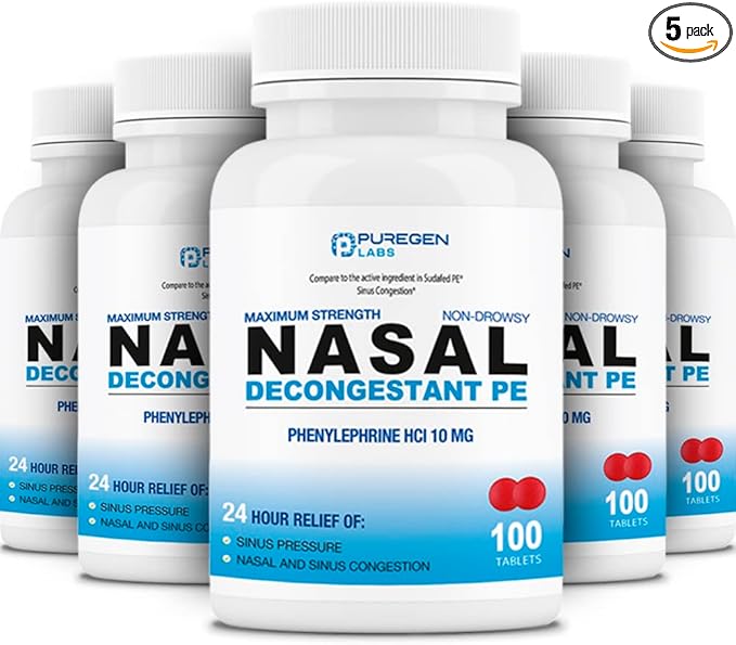 Puregen Labs Nasal Decongestant PE 5 Pack 500 Tablets 10 mg
