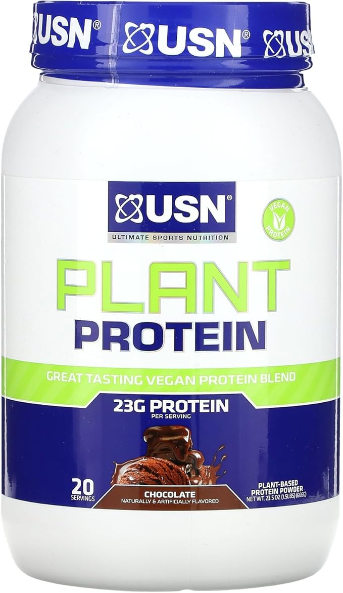 USN Nutrition Vegan Plant Protein Powder 23g Protein, 1.5lbs (Chocolate)
