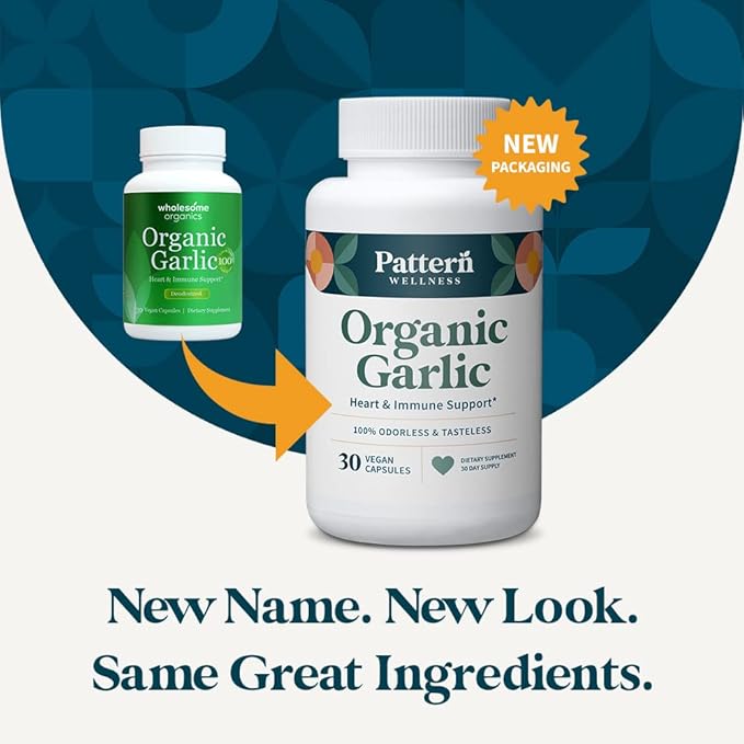 Pattern Wellness Odorless Organic Garlic 1000mg - 30 Vegan