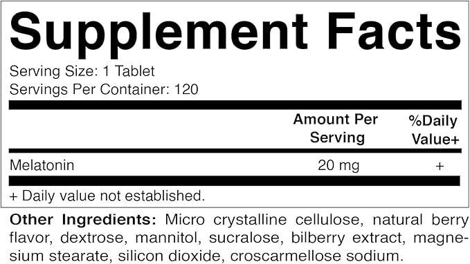 Vitamatic Melatonin 20mg Tablets 20 MG (1/2 Tablets 10mg) (120 (120 Count (12 Pack