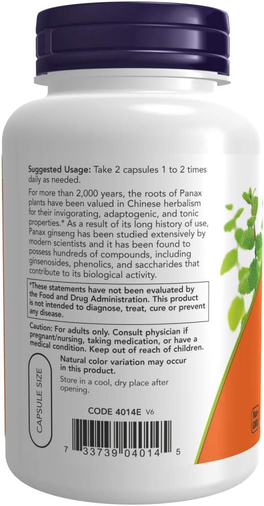 NOW Supplements, Panax Ginseng (Root) 500 250 Veg