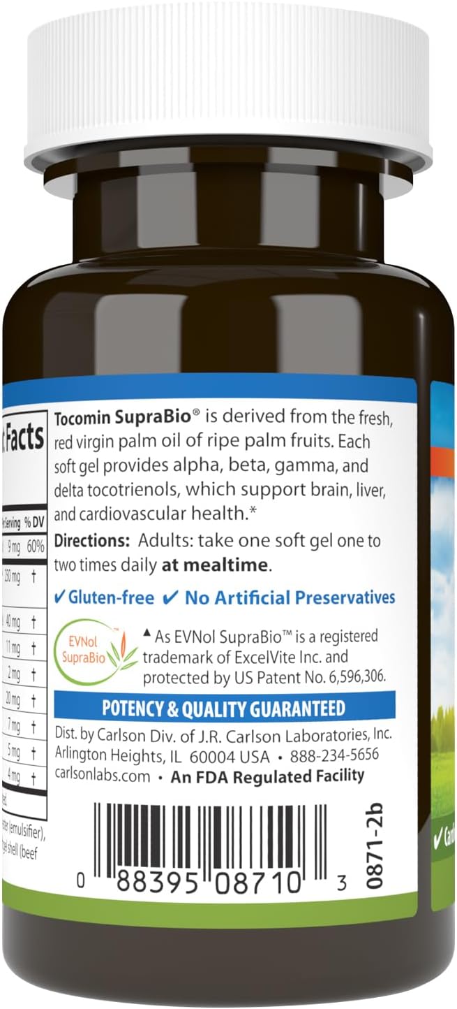 Carlson - Tocomin SupraBio, Full Spectrum 60 Softgels