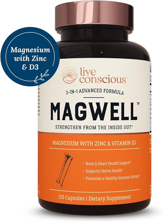Live Conscious Magwell Magnesium Zinc & D3 - 120 Caps