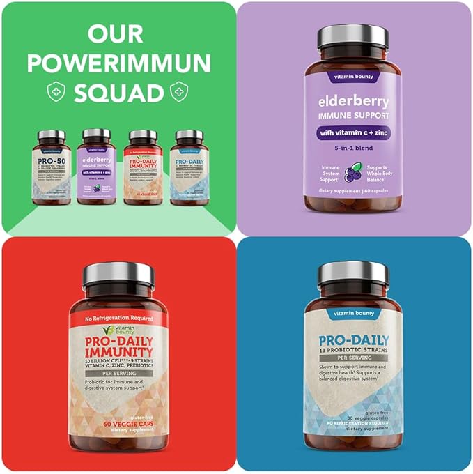 Vitamin Bounty Pro-50 Probiotic - 50 Billion Organisms and 13 Probiotic Strains That Promote Gut Health, Digestive Health Probiotic, Delayed Release Capsule with Prebiotic Greens - 60 Capsules