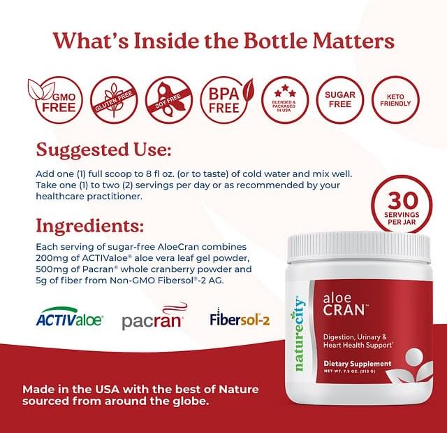 Aloe-Cran Sugar Free Drink Mix Supplement| 60 Servings