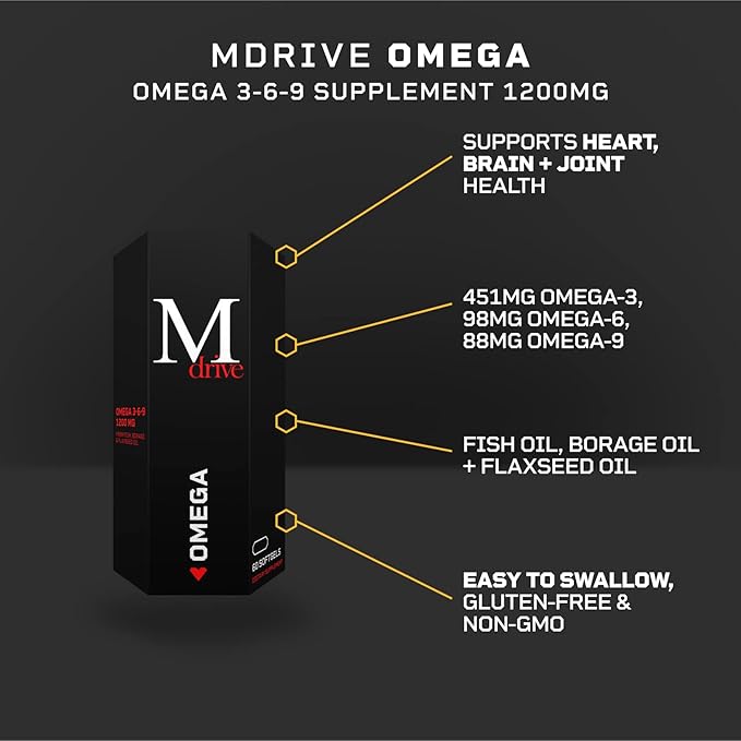 Mdrive Omega 3 Fish Oil 3-6-9 1200mg 1200mg from 60 Count