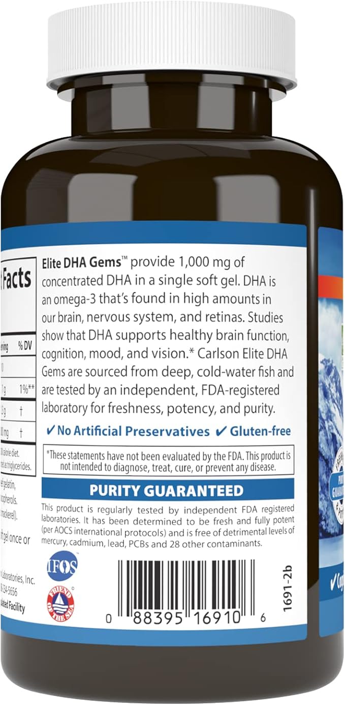 Carlson - Elite DHA Gems, 1000 60 Softgels