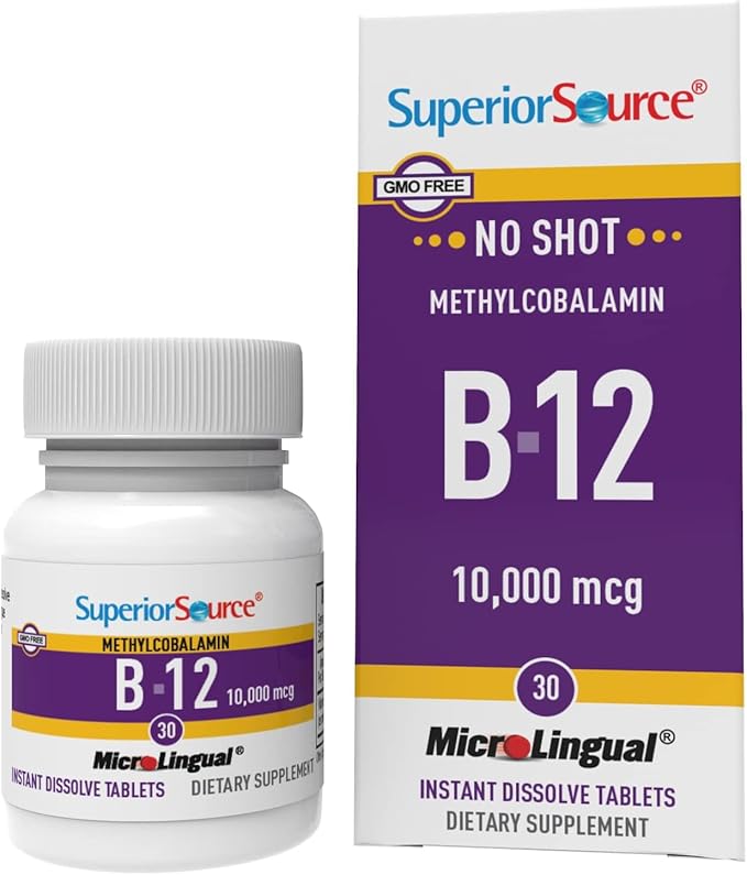 Superior Source No Shot Vitamin B12 10000 mcg, 30 Count, B12, Supports