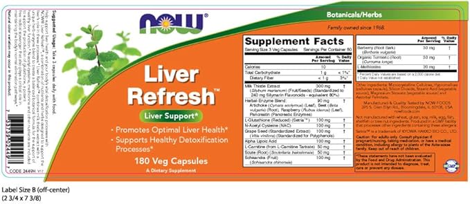 NOW Supplements, Liver Refresh™ with Milk 180 Veg