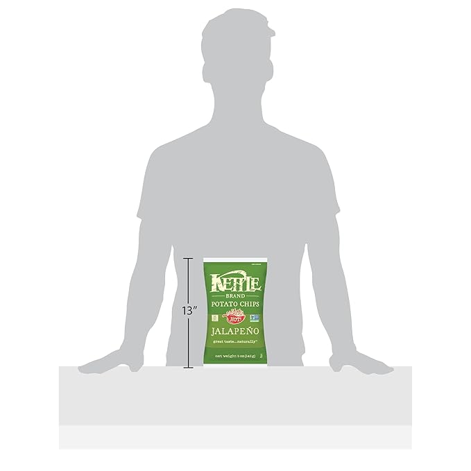 Kettle Brand Potato Chips, Jalapeno, 5 Ounce Bags (Pack of 8)