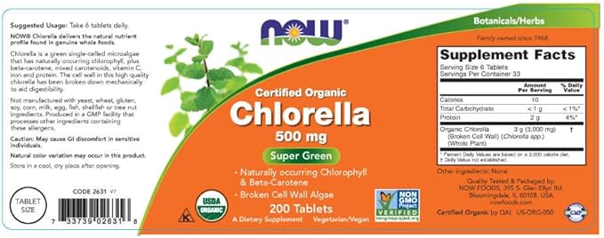 Now Foods Chlorella 500 mg, 200 2)