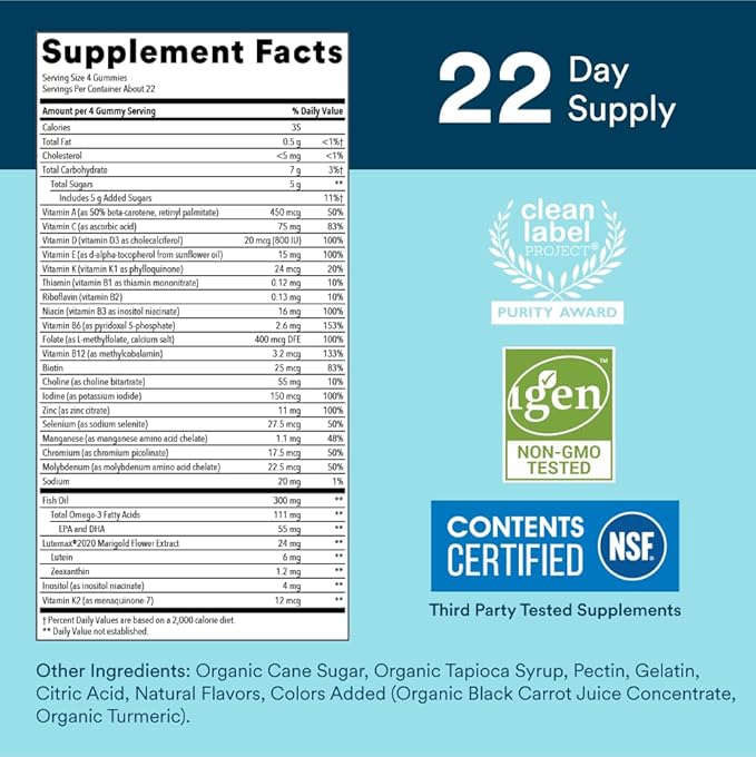 SmartyPants Teen Guy Multivitamin Gummies: Omega 3 Fish D3, C, B12, B6, B6, Vitamin 90 Count (22 Day