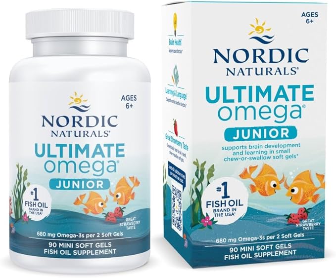 Nordic Naturals Ultimate Omega Jr., Strawberry 90 Mini 680 Total Omega-3s with 45 Servings