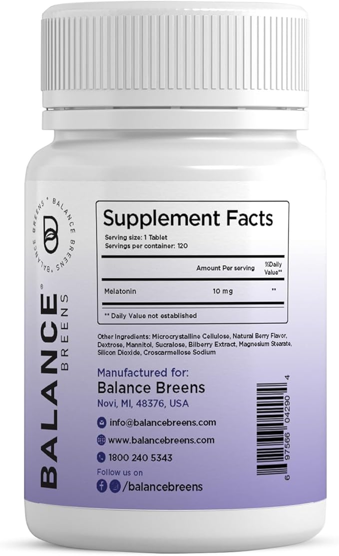 Melatonin 10mg, 100% Drug Free, Fast-Dissolve 120 Tablets